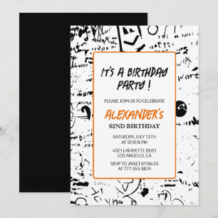 Men 62nd birthday invitations Graffiti Party Paint