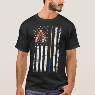 Men American Flag Billiards Vintage Pool Player 4T T-Shirt