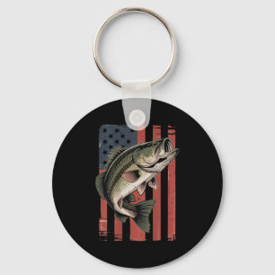Men American Flag Fishing Patriotic Largemouth B F Keychain