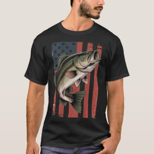 Men American Flag Fishing Patriotic Largemouth B F T-Shirt