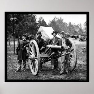 Men and Cannon at Fair Oaks, VA Encampment 1862 Poster