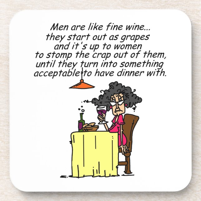 Men and FIne Wine Humour Coaster (Front)