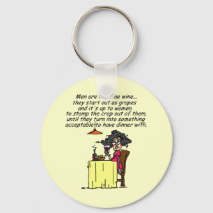 Men and FIne Wine Humour Keychain