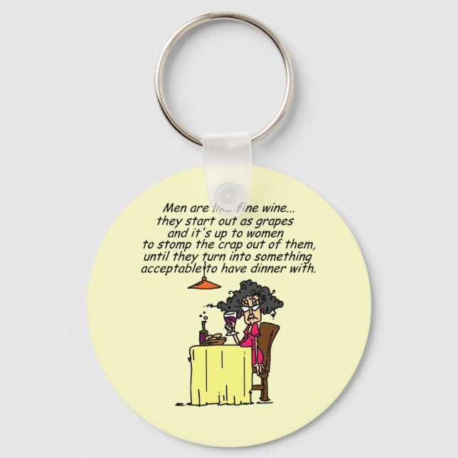 Men and FIne Wine Humour Keychain (Front)