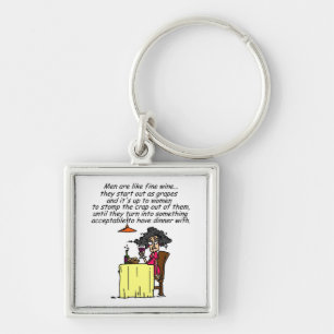 Men and FIne Wine Humour Keychain