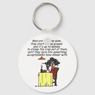 Men and FIne Wine Humour Keychain
