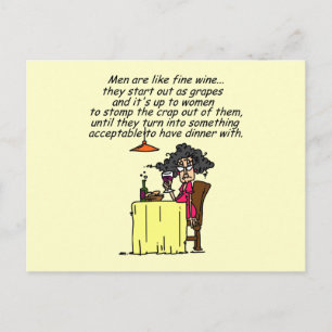Men and FIne Wine Humour Postcard