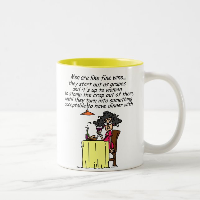 Men and FIne Wine Humour Two-Tone Coffee Mug (Right)
