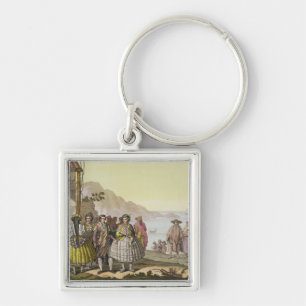 Men and women in elaborate costume, Chile, from 'L Keychain