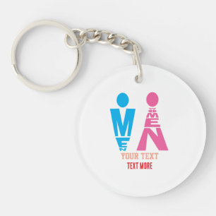 Men and Women Typography Icon Design – Bold Pink & Keychain