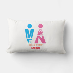 Men and Women Typography Icon Design Lumbar Pillow