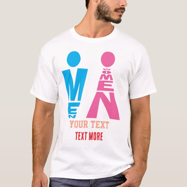 Men and Women Typography Icon Design T-Shirt (Front)