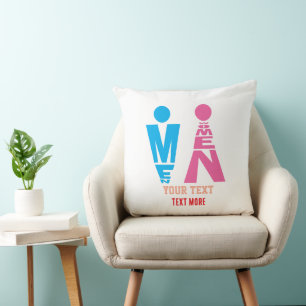 Men and Women Typography Icon Design Throw Pillow