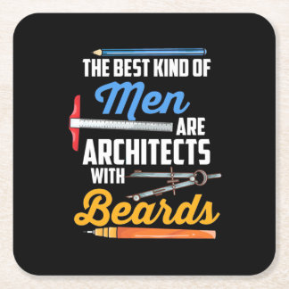 Men Architects With Beards Square Paper Coaster