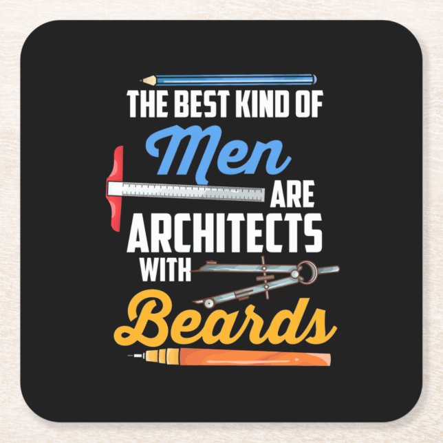 Men Architects With Beards Square Paper Coaster (Front)