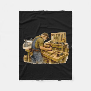 Men are created equal but woodworking in seventies fleece blanket