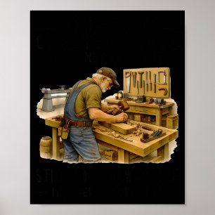Men are created equal but woodworking in seventies poster