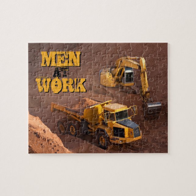 Men at Work Digger and Dump Truck Jigsaw Puzzle (Horizontal)