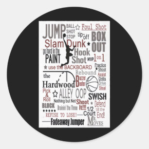 Men Basketball Player - Basketball Jump Ball Shot Classic Round Sticker