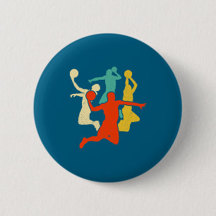 Men Basketball Retro Vintage 2 Inch Round Button