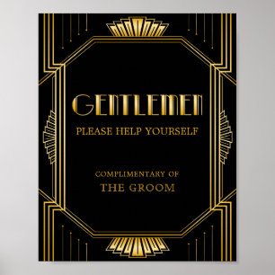 Men Bathroom Basket Wedding Sign   Gatsby Art Deco