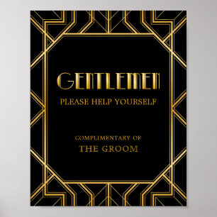 Men Bathroom Basket Wedding Sign   Gatsby Art Deco