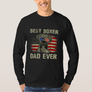 Men Best Boxer Dad Ever American Flag Dog Fathers T-Shirt