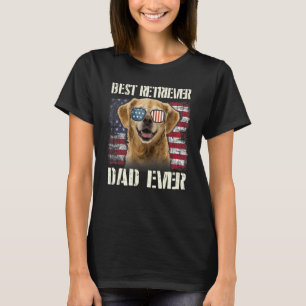 Men Best Retriever Sunglasses Dad Ever American Fl T-Shirt