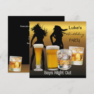 Men Birthday Party Beer Boys Night Out Invitation