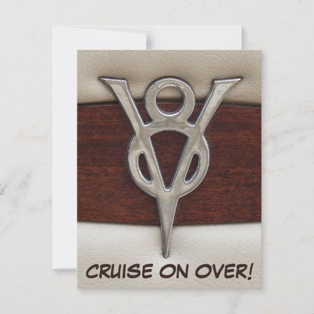 Men Birthday V8 Chrome Emblem Car Theme Invitation (Front)