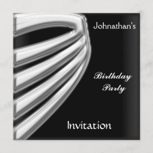 Men Black Silver Party Invitation save the date