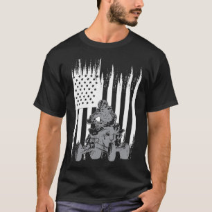Men Boys USA Flag ATV All Terrain Vehicle Drivers T-Shirt