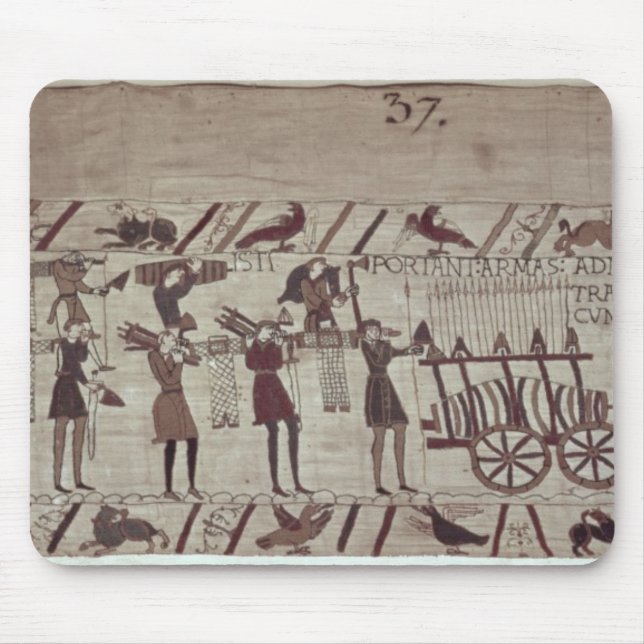 Men carrying arms to the ships and pulling a mouse pad (Front)