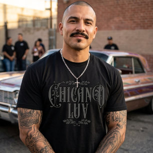 Men Chicano love black Custom Name T-Shirt