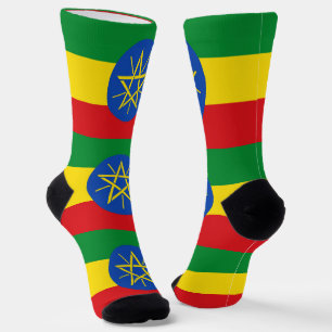 Men crew socks with flag of Ethiopia