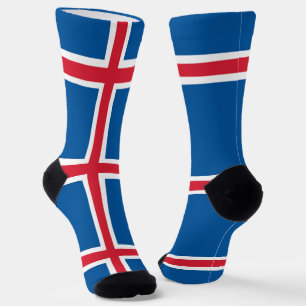 Men crew socks with flag of Iceland
