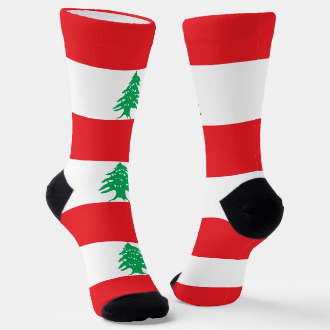 Men crew socks with flag of Lebanon (Angled)