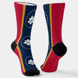 Men crew socks with flag of Mississippi, USA