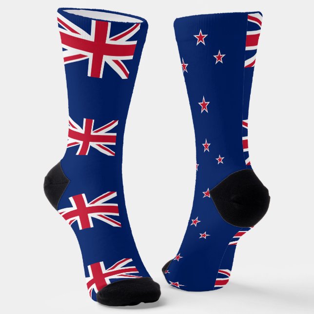 Men crew socks with flag of New Zealand (Angled)