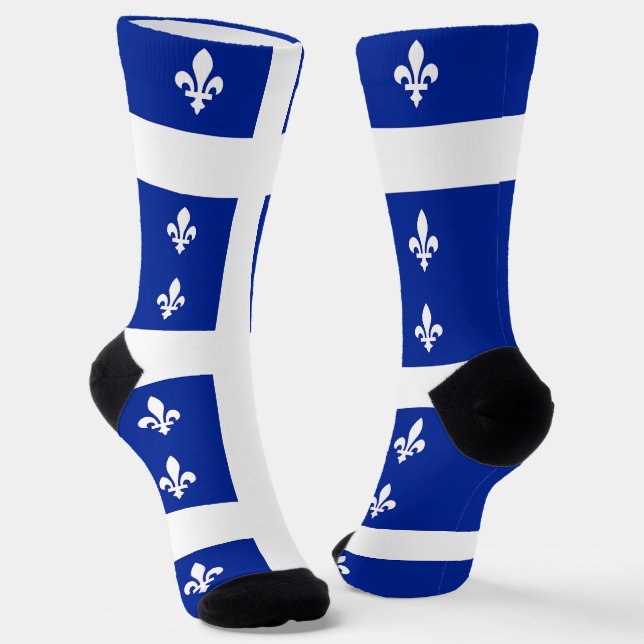 Men crew socks with flag of Quebec, Canada (Angled)