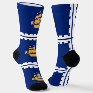Men crew socks with flag of Quebec City