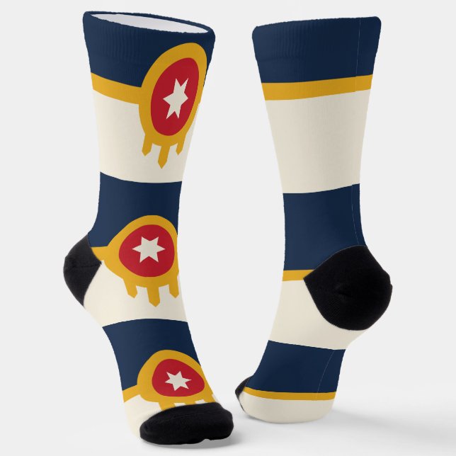 Men crew socks with flag of Tulsa, Oklahoma (Angled)