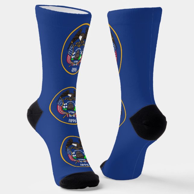 Men crew socks with flag of Utah, U.S.A. (Angled)
