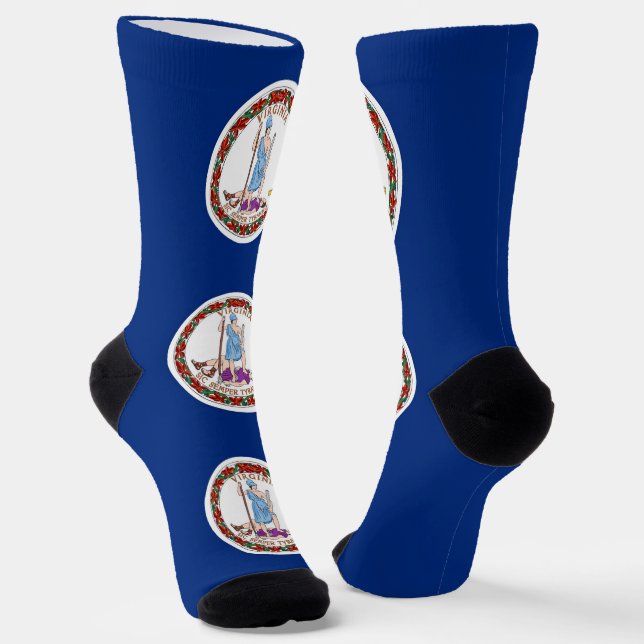 Men crew socks with flag of Virginia, U.S.A. (Angled)