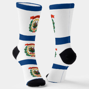 Men crew socks with flag of West Virginia, U.S.A.