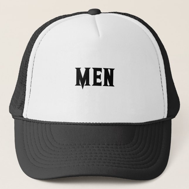 MEN Custom Text White and Black Colour Handsome Trucker Hat (Front)