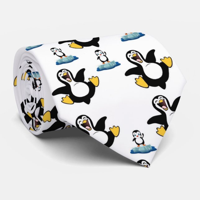 Men Designer Penguins Tie (Rolled)