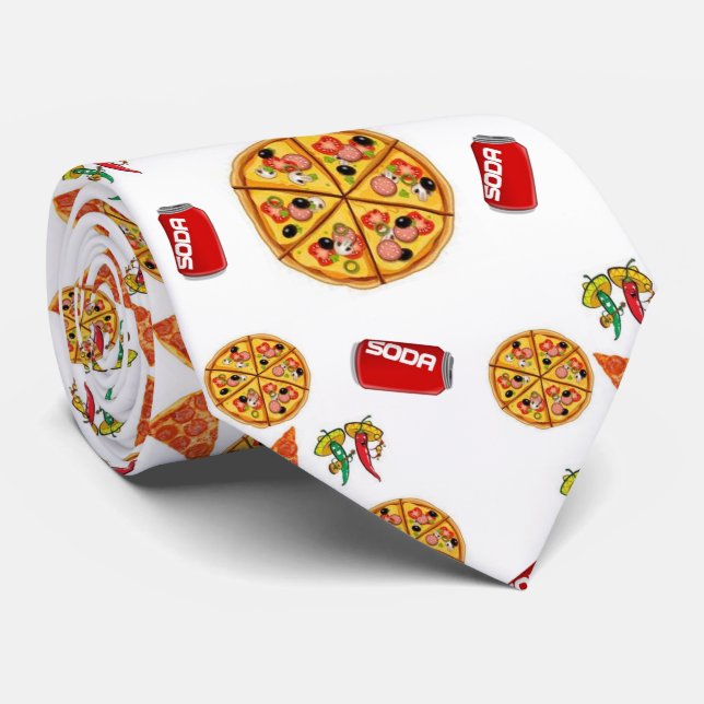 Men Designer Pizza Tie (Rolled)