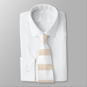 Men Designer Ties Beige & White Stripe