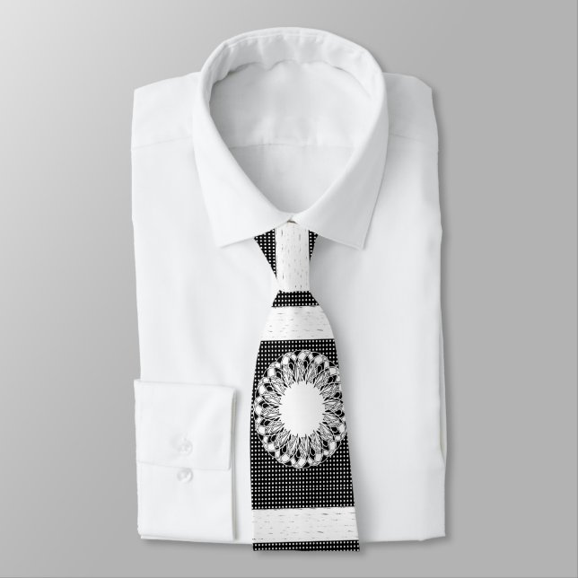 Men Designer Ties Black Whtite (Tied)